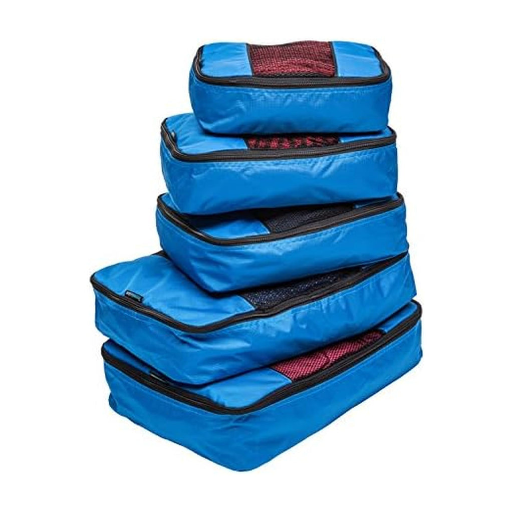 Travel Wise Packing Cubes for Travel - 5 Piece Set with Pattern Design, Lightweight Ripstop Nylon Luggage Organizers with Mesh Panel, Small Medium Large Sizes