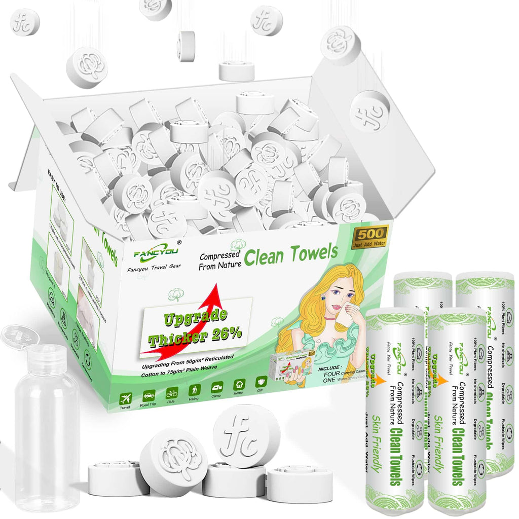Compressed Towel Tablets 100 Count, Disposable Face Towels for Travel, Thick Soft Washcloths, Compact Coin Tissues for Skin Care, Gym, Camping, Home, 9 x 7.8 in