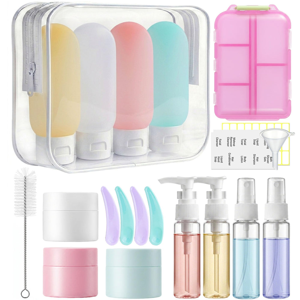 20 Pack Travel Bottles for Toiletries, Travel Containers with Pill Case | Portable, TSA Approved, Leak Proof, Shampoo Conditioner Bottles, Airplane Cruise Travel Essentials, for Women Men