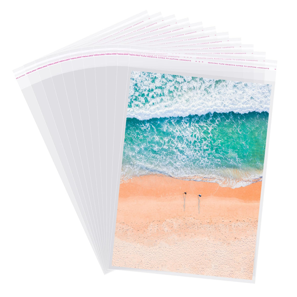 Yotelab Clear Self Sealing Cellophane Bags for Shirts, 10x14 Inch, 100 Pcs | Clear Shirt Bags for Small Business, Thick Resealable Plastic Bags for Packaging Clothing and Products