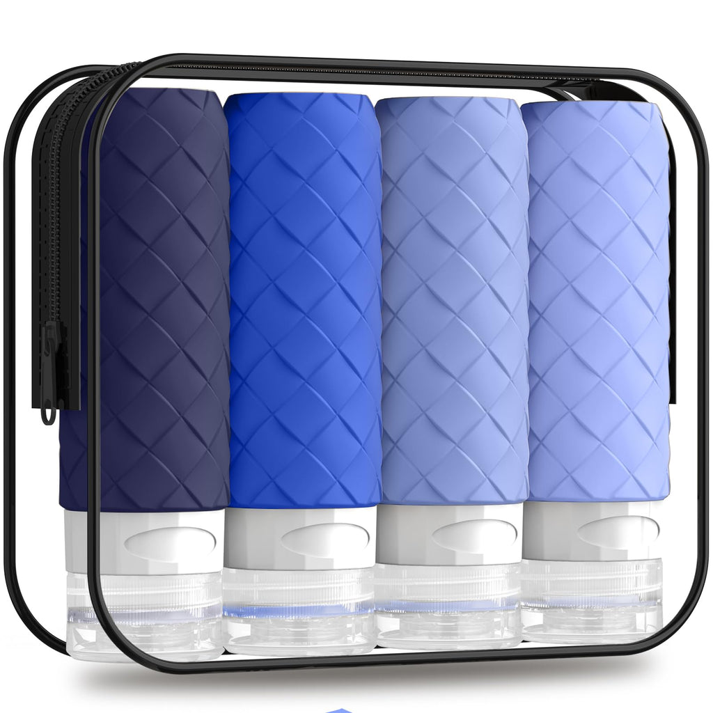 Silevoler Travel Bottles for Toiletries, TSA-Approved Travel Size Container | Woven Pattern BPA Free Silicone Leak Proof Refillable Liqus Shampoo And Conditioner Essentials Toiletry Bottles(Purple)