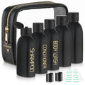 Cosywell 3.4oz 5 Pack Travel Bottles for Toiletries Black Toiletry Bottles | Pre-Printed Shampoo Conditioner & Body Wash, Soft Touch, TSA Approved, Leak Proof, Includes Flip Caps and a Toiletry Bag