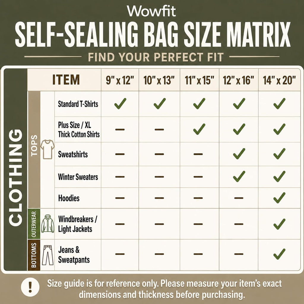 Wowfit 100 CT 12x16 Self Sealing Plastic Bags for Clothes, Shirts, Sweaters | Clear, Crease-Free, Thick, Food Safe, Clothing, Larger T-Shirts, Sweatshirts, Resale Items, Crafts, Artwork, Art Prints