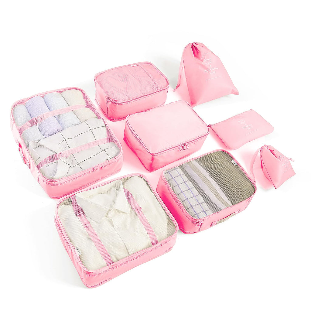 LANSKLBD 6/8 Set Packing Cubes for Suitcases Travel Luggage Packing Organizers,Travel Accessories Essentials Luggage Organizer with Shoe/Tioletry/Laundry Bag (Beige, 6 set)