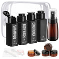 Travel Bottles for Toiletries 14PCS 3.4oz Pre-Printed Containers | Pre-Printed Shampoo, Conditioner, Body Wash, TSA Approved, Wide Mouth, Leak Proof Black Kit, Travel Spray Bottle, Cream Jars