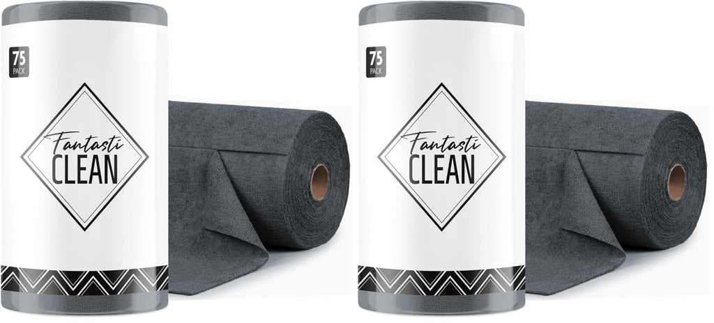 Fantasticlean Microfiber Cleaning Cloth Roll -75 Pack, 12" x 12" (Pink) | Reusable Alternative to Paper Towels, Ultra Absorbent, Lint-free Microfiber Towel Roll, for All-Purpose Cleaning