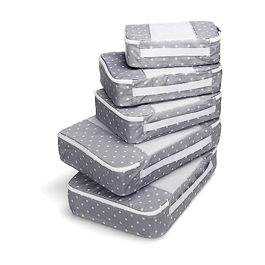 Travel Wise Packing Cubes for Travel - 5 Piece Set with Pattern Design, Lightweight Ripstop Nylon Luggage Organizers with Mesh Panel, Small Medium Large Sizes