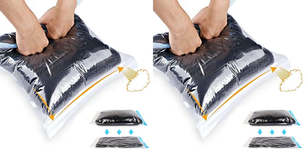 Compression Bags - Travel Essentials - 12 Pack Space Saver Bags - No Vacuum Pump Or Air Extractor is Needed - Storage Accessorie and Home Packing Organizers (transparent)