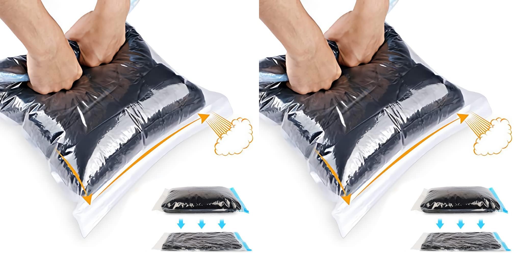 Compression Bags - Travel Essentials - 12 Pack Space Saver Bags - No Vacuum Pump Or Air Extractor is Needed - Storage Accessorie and Home Packing Organizers (transparent)