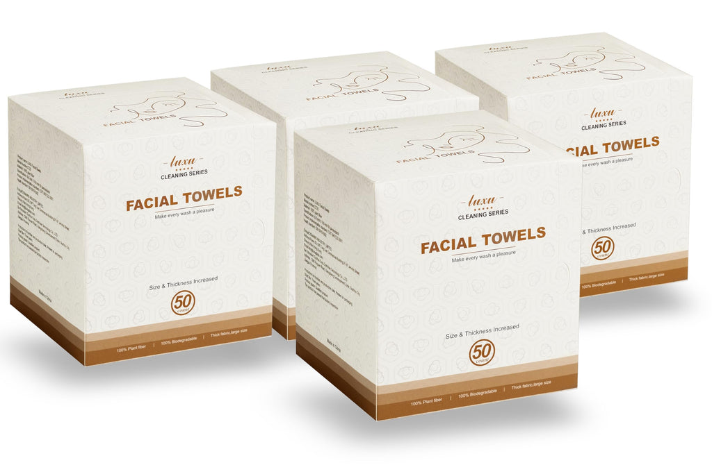 LUXU Face Towels,Ultra‑Soft Facial Towels,Extra Thick Disposable Face Towel | Thick Face Cloths for All Skin Types,Face Towels Disposable,Dry Wipes for Skincare,Makeup Remover and Cleansing-50 Count