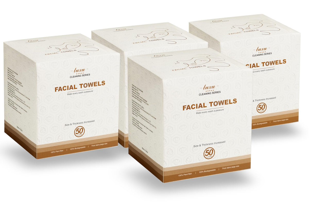 LUXU Face Towels,Ultra‑Soft Facial Towels,Extra Thick Disposable Face Towel | Thick Face Cloths for All Skin Types,Face Towels Disposable,Dry Wipes for Skincare,Makeup Remover and Cleansing-50 Count