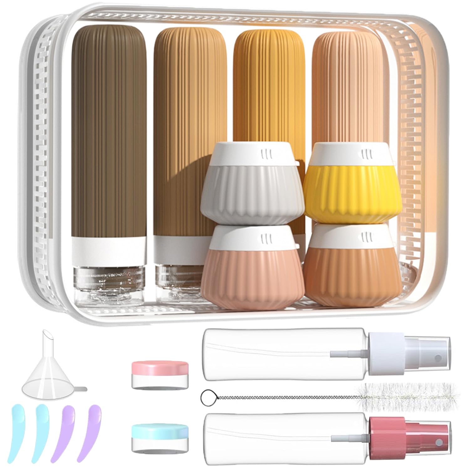 18Pack Travel Bottles for Toiletries TSA Approved Silicone Travel Containers for Toiletries, Leak Proof Refillable Liqus Shampoo And Conditioner travel Essentials toiletry Bottles (BPA Free)