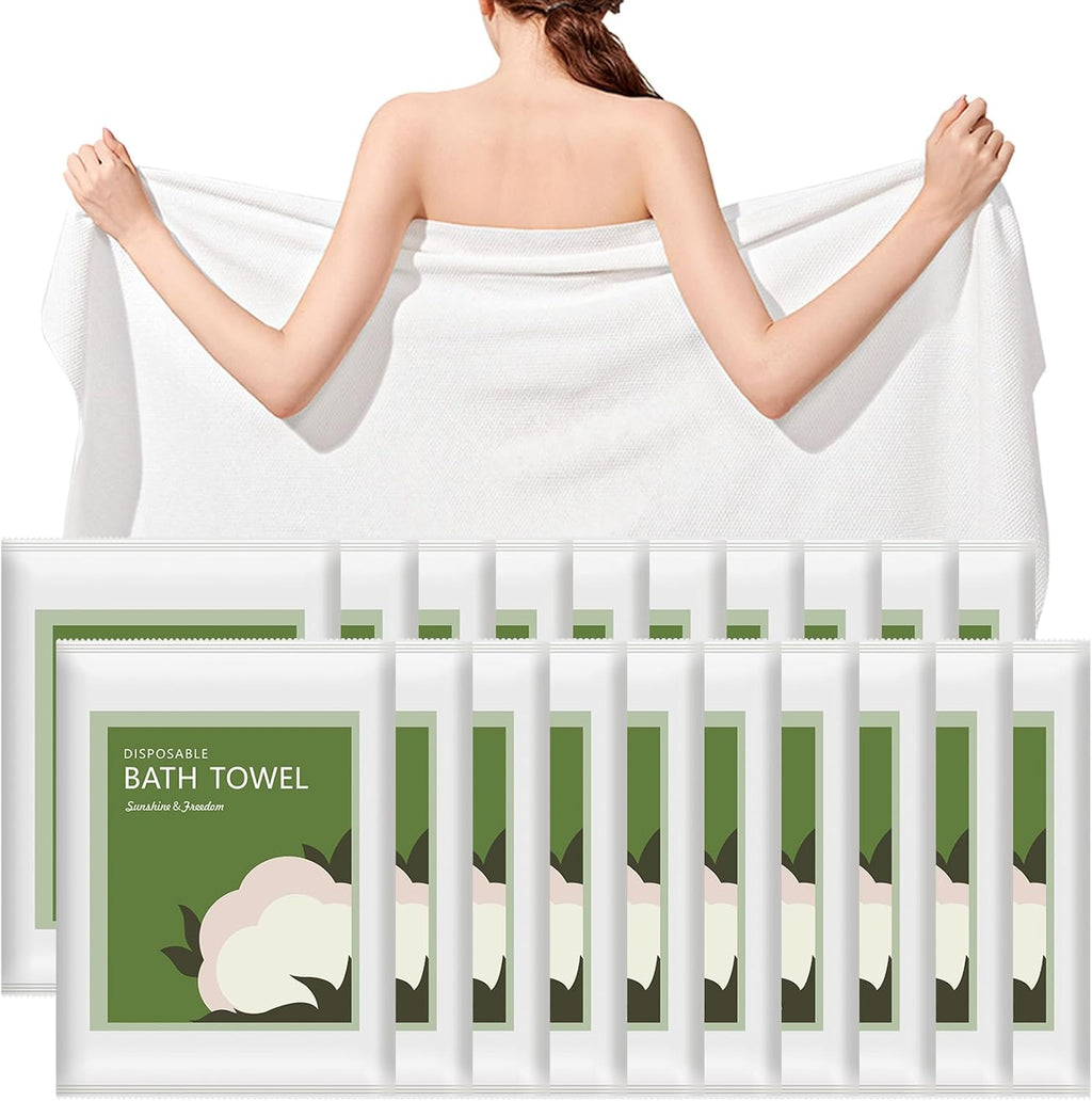 Disposable Bath Towels, 20 Pack 55" x 27.5" Ultra Soft, Quick Dry Disposable Body Towels, Portable Travel Towel for Hotel Camping Beach Swimming Gym Sauna Spa, Personal Care Pet Towels