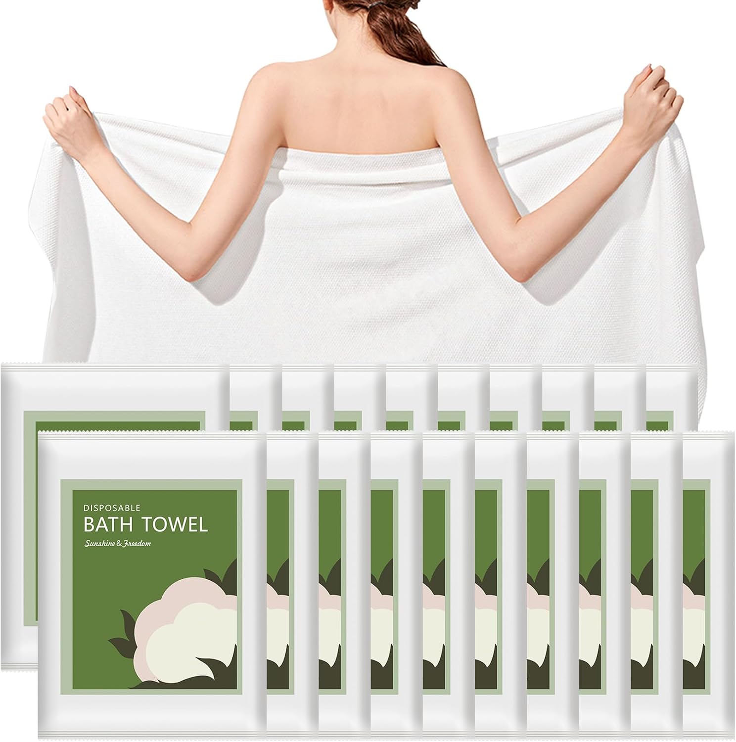 Disposable Bath Towels, 20 Pack 55" x 27.5" Ultra Soft, Quick Dry Disposable Body Towels, Portable Travel Towel for Hotel Camping Beach Swimming Gym Sauna Spa, Personal Care Pet Towels
