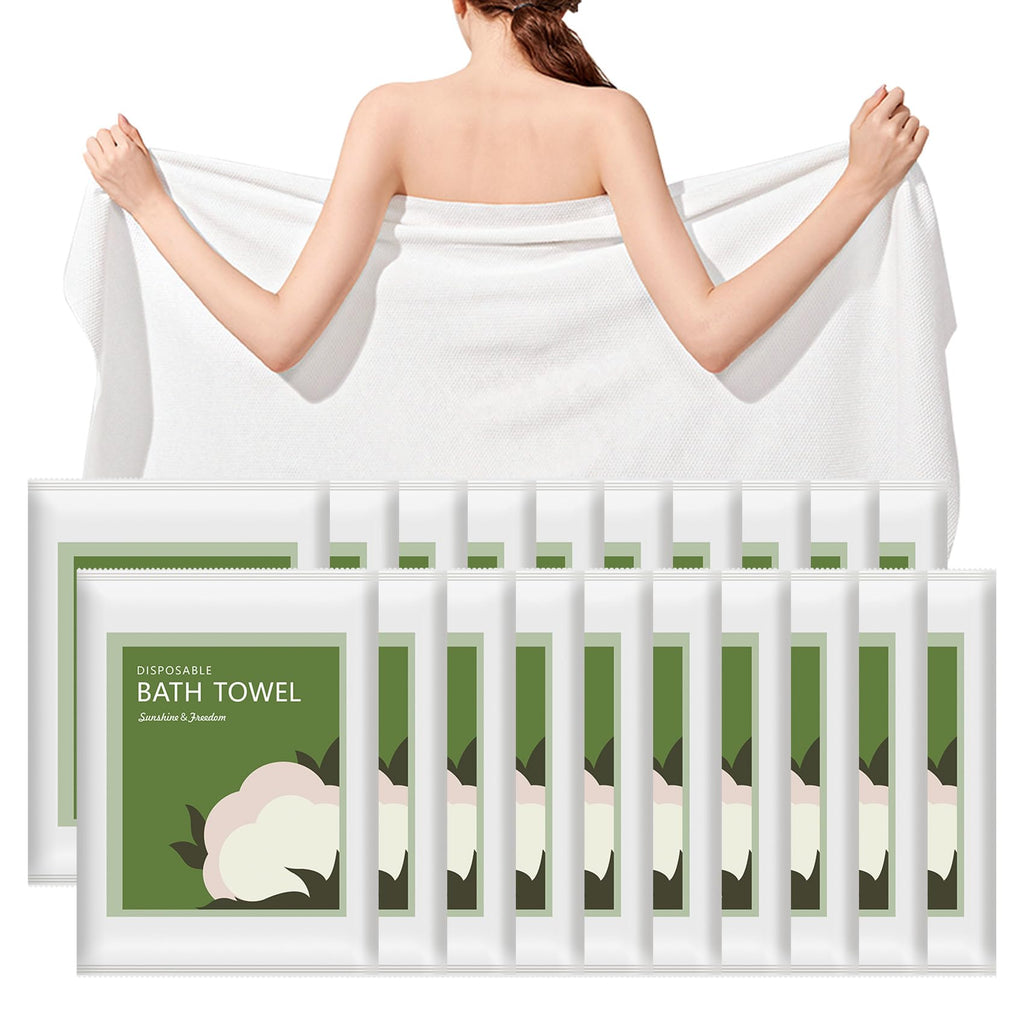 Disposable Bath Towels, 20 Pack 55" x 27.5" Ultra Soft, Quick Dry Disposable Body Towels, Portable Travel Towel for Hotel Camping Beach Swimming Gym Sauna Spa, Personal Care Pet Towels