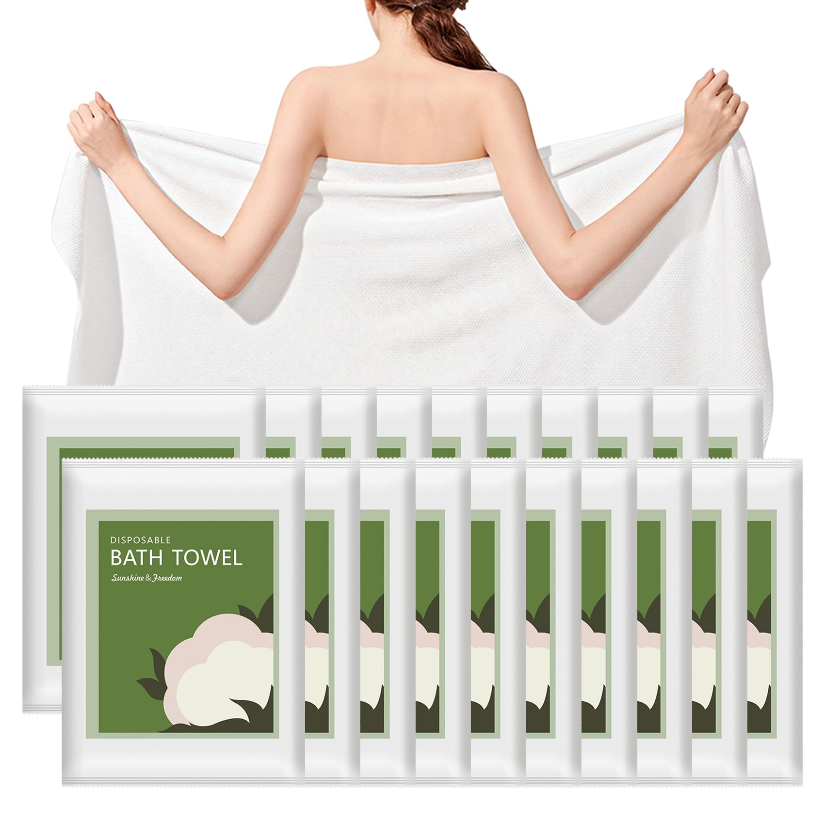 Disposable Bath Towels, 10 Pack 55" x 27.5" Ultra Soft, Quick Dry Disposable Body Towels, Portable Travel Towel for Hotel Camping Beach Swimming Gym Sauna Spa, Personal Care Pet Towels