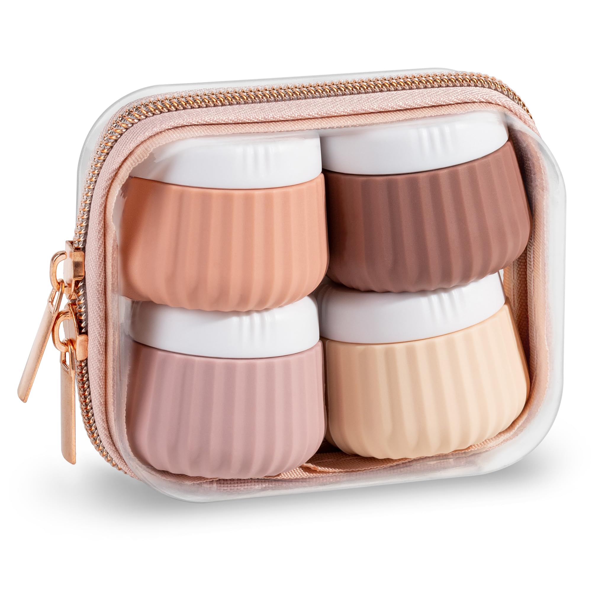 Mrsdry Travel Containers for Toiletries 4 Pack, TSA Approved Travel Size Toiletries, Portable Size Containers, With Clear Bag Leak Proof Silicone Jars, Essentials Creams Jars Carrying Small Items
