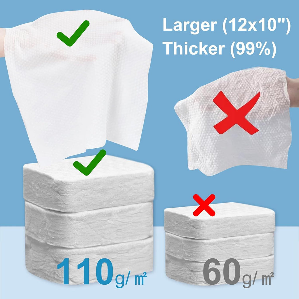 Disposable Compressed Face Towels, 48 Pack Individually Wrapped, 11.8" × 9.5" Pure Cotton Travel Towels, Quick-Expand, Ultra Absorbent & Thickened Portable Towels