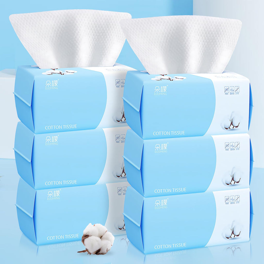 Cotton Facial Dry Wipes 100 Count, Deeply Cleansing Disposable Face Towel Wash Cloth, Multi-Purpose for Skin Care, Make-up Wipe, Face Wipes and Facial Cleansing