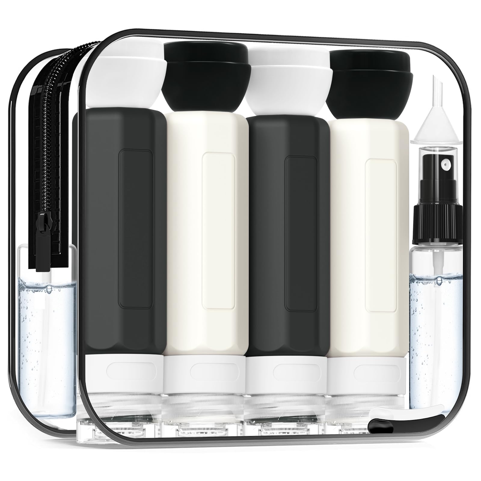 Redfly Travel Bottles for Toiletries, Tsa Approved 3oz Travel Size Containers, Leak Proof Travel Size Toiletries Bottles Silicone, BPA Free Refillable Shampoo Conditioners Essentials Kit, Gray