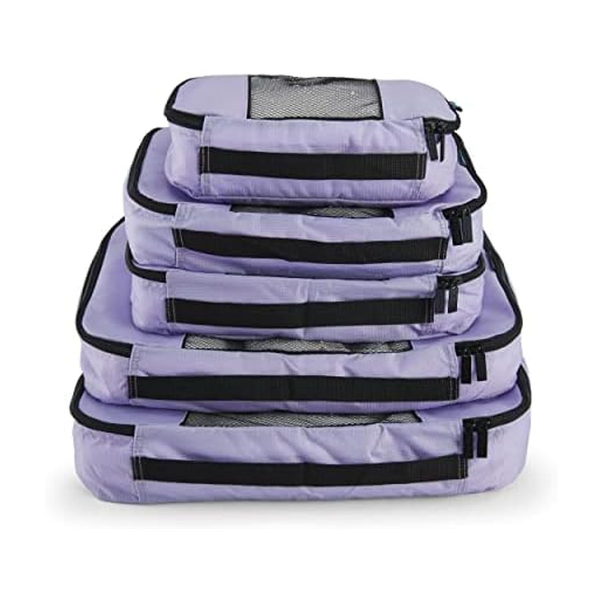 Travel Wise Packing Cubes for Travel - 5 Piece Set with Pattern Design, Lightweight Ripstop Nylon Luggage Organizers with Mesh Panel, Small Medium Large Sizes