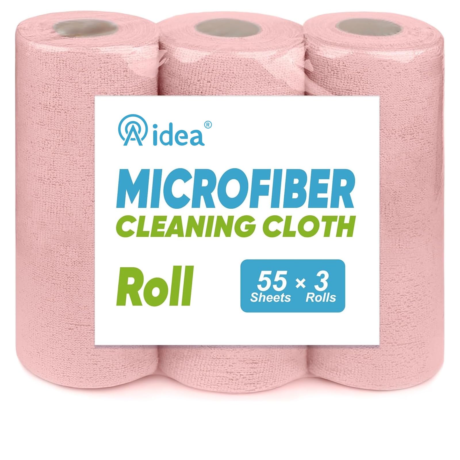 AIDEA Microfiber Cleaning Cloth Roll, Blue Shop Towels 55 Sheets 11×9" | Reusable Paper Towels, Microfiber Towels for Cars, Microfiber Rags for Automotive,Workshop, House, Kitchen, Cleaning Supplies