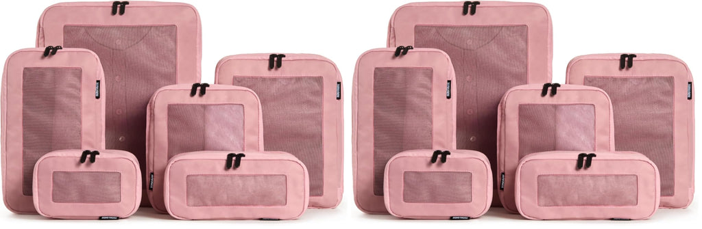 Compression Packing Cubes for Travel, 6-Pack, Beige | Solves overpacking, 6-Piece set fits most suitcases, 50% Space savings, Compression luggage organizer bags