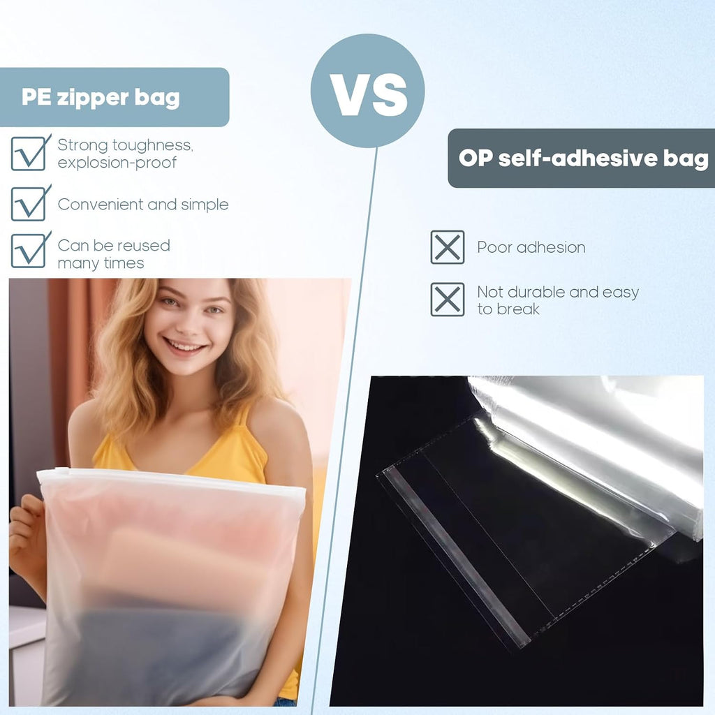 10x13 Inch Plastic Clothing Shipping Bags Frosted 100Pcs No Vent Holes | Shirt Bags for Shipping Clothes Travel Storage Small Businesses Plastic Shipping Bags for Shirts Underwear Documents
