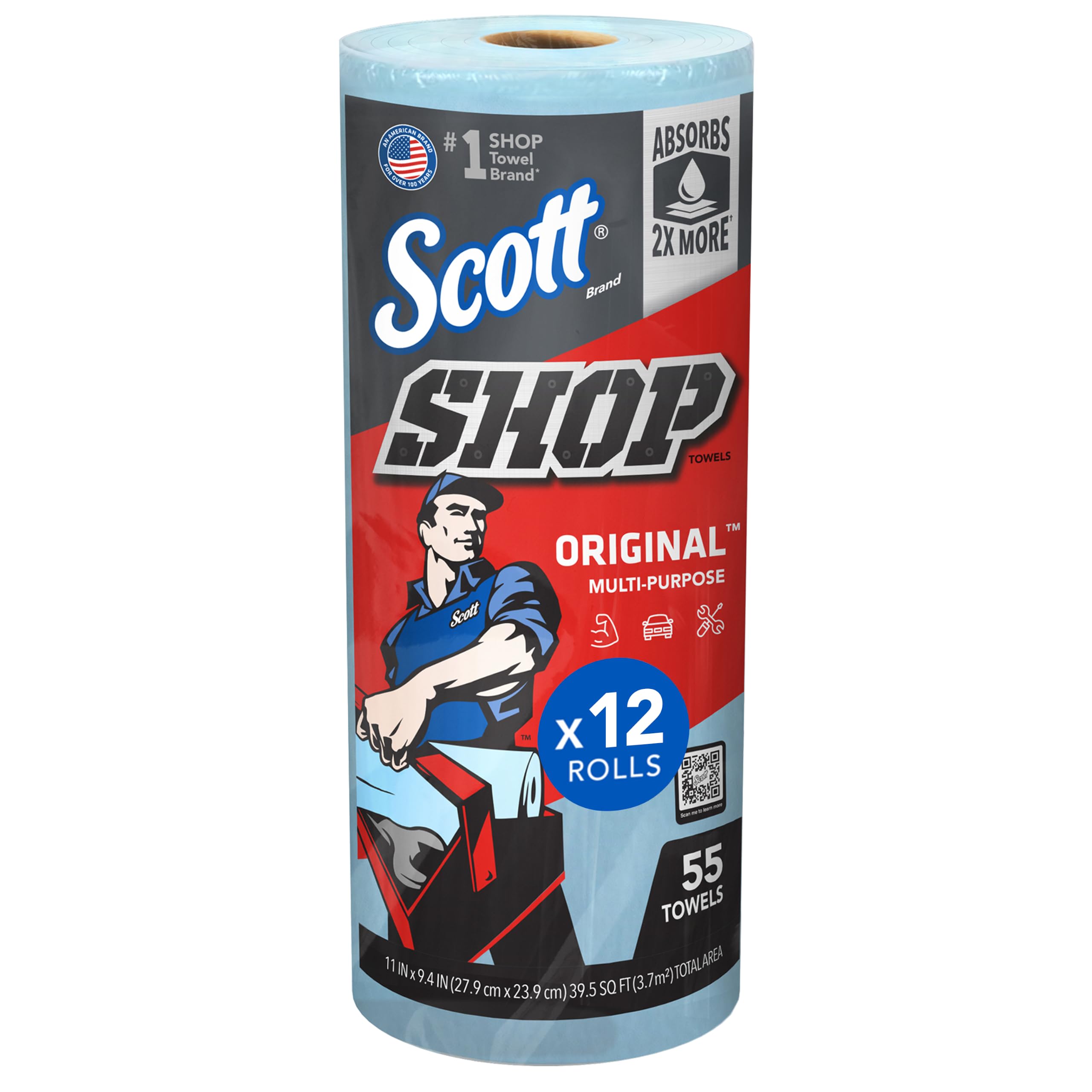 Scott Kimberly-Clark Professional Logistics Supply 75130KC Scott Shop Towels Blue 11 plug X 10,4 plug (27,9cm X 26,4cm), 1 Roll, 55 Per Pack | bike-oils