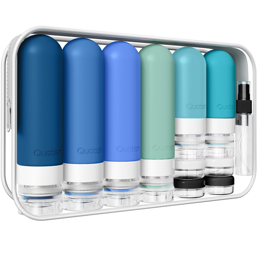 20 Pack Travel Bottles for Toiletries, Original Patented, TSA Approved Travel Size Containers, Leak Proof Silicone Shampoo and Conditioner Bottles Women & Men, Airplane Cruise Essentials, Black