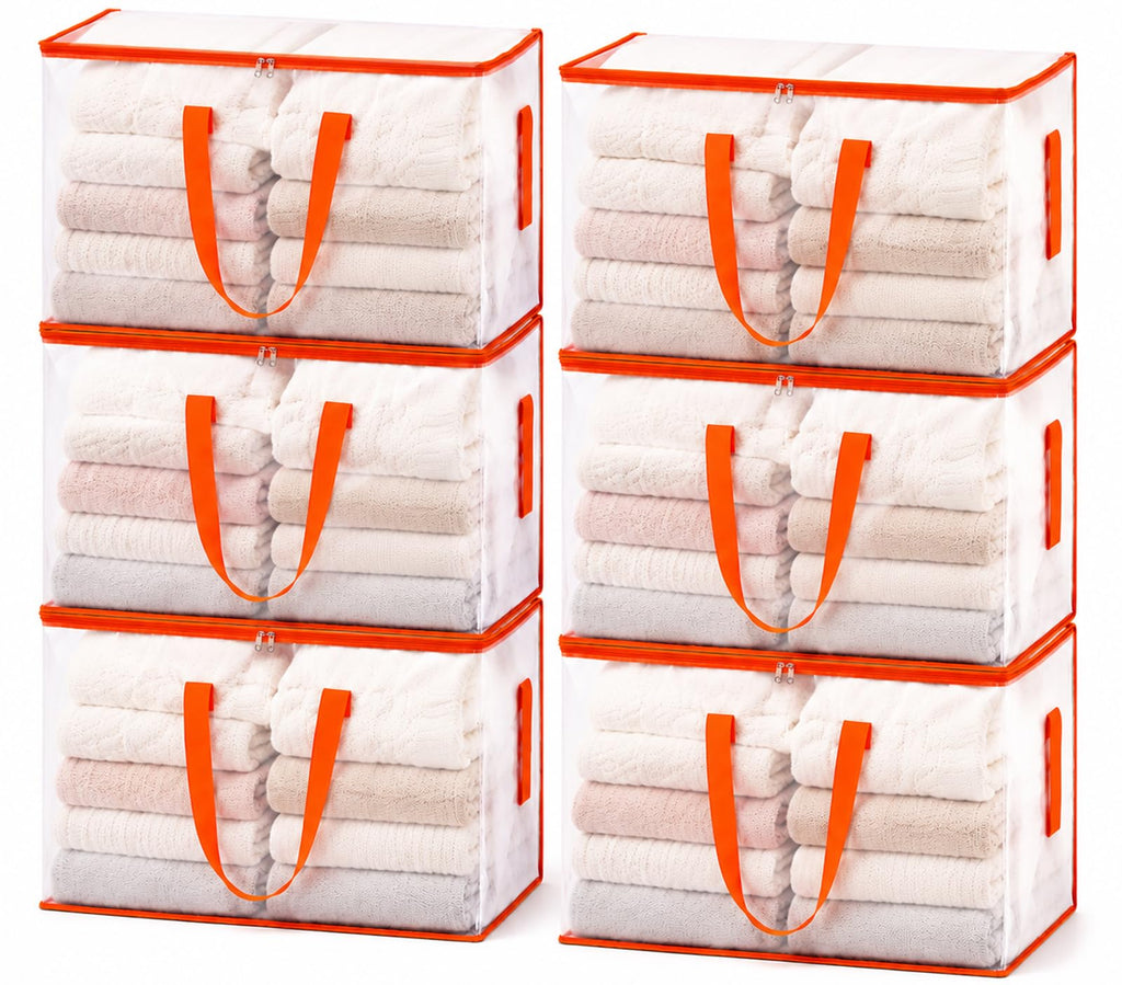 KYODOLED 10-Pack Clear Moving Bags Heavy Duty Extra Large, Storage Totes | Transparent, Reinforced Handles & Strong Zippers, Label Pocket, for College Dorm, Clothes, Bedding, Toys, Space-Saving