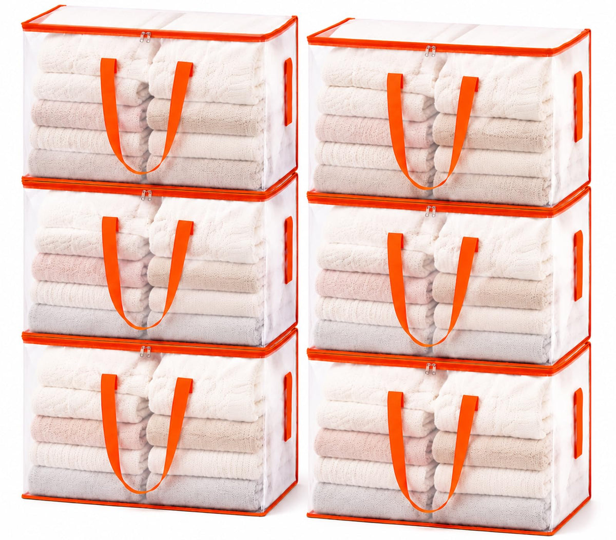 KYODOLED 10-Pack Clear Moving Bags Heavy Duty Extra Large, Storage Totes | Transparent, Reinforced Handles & Strong Zippers, Label Pocket, for College Dorm, Clothes, Bedding, Toys, Space-Saving