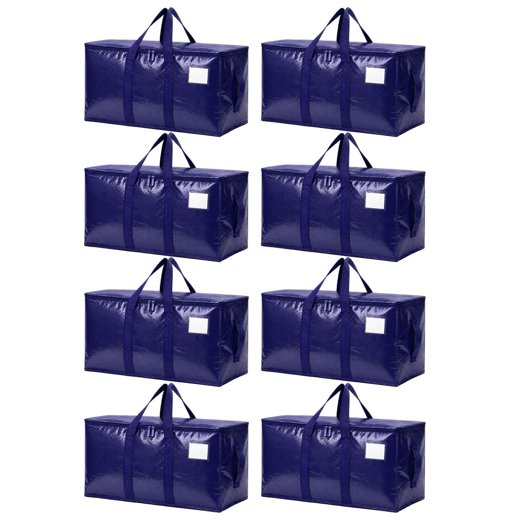 Songrey Extra Large Heavy Duty Moving Bags, 6 Pack, Dark Blue | Storage Bags with Zipper & Handles, Waterproof Totes Bags for Clothes Packing, Moving, College Supplies, Home Organization