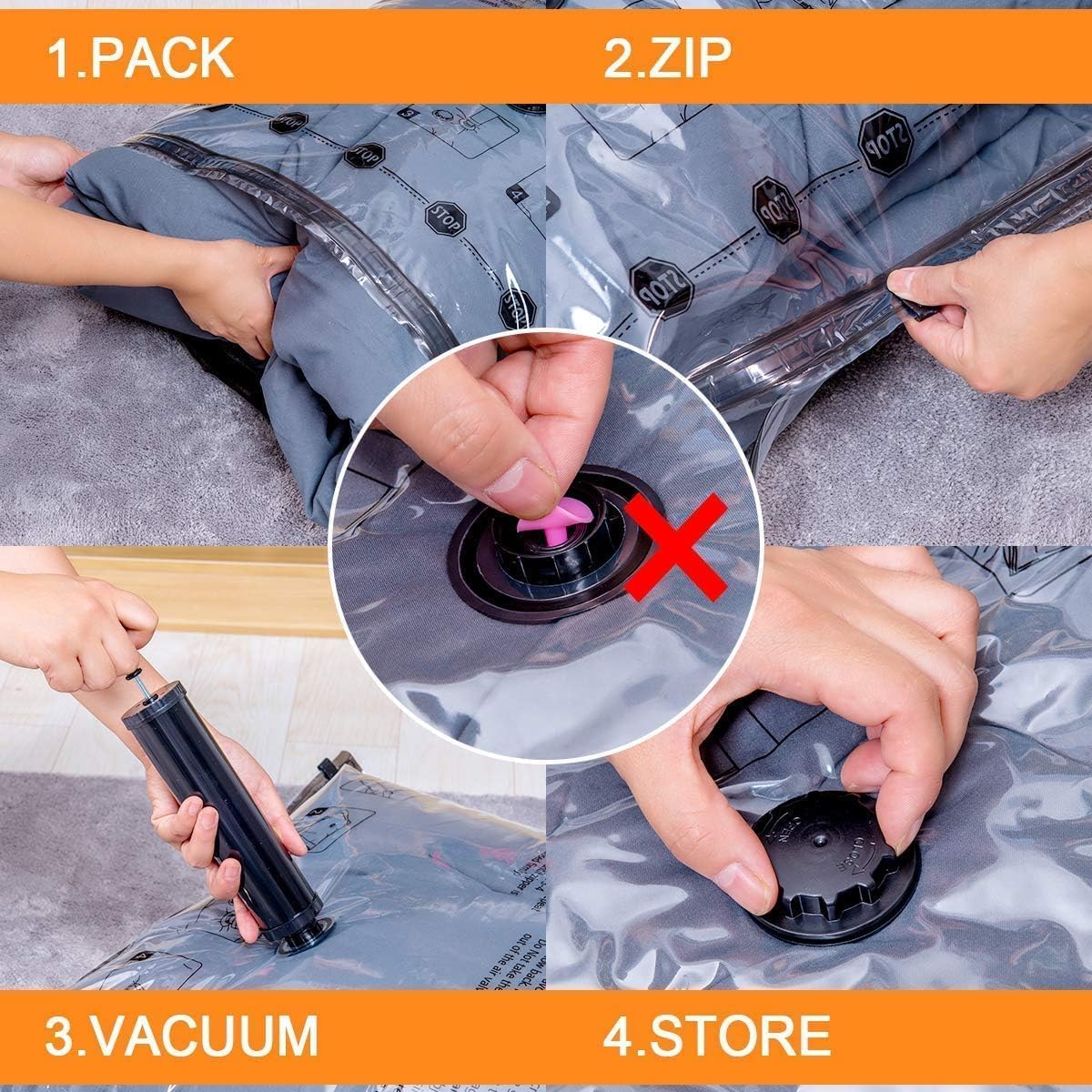 GONGSHI Vacuum Seal Bags for Clothing Travel & Home Storage, Travel Vacuum Bags with Electric Pump,Space Saver for Blankets, Comforters, Pillows, Clothes,32 Combo