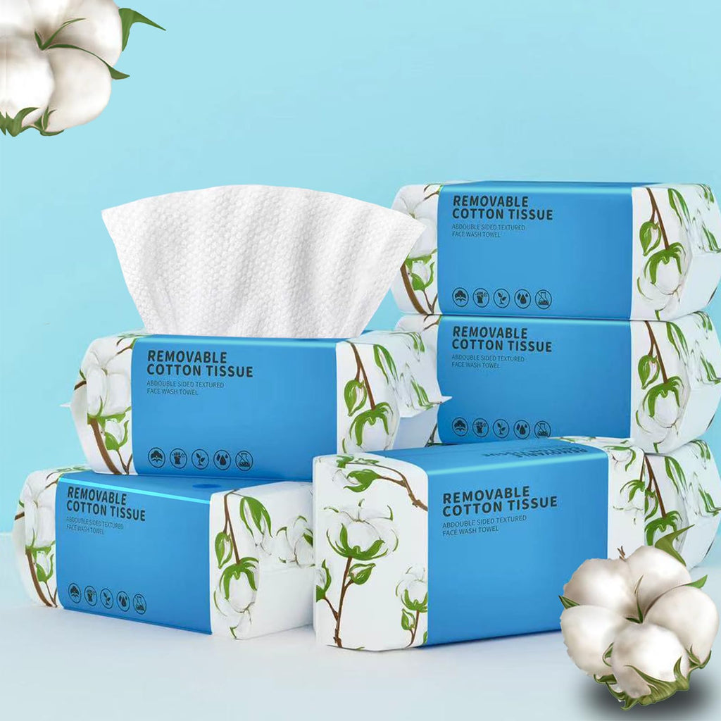 Disposable Face Towel 100 Count, Soft Cotton Clean Skin Face Towels, Dry Wipes Cotton Facial Towels Wash Cloths Tissue Thickened, Disposable Face Towelettes for Cleansing, Makeup Remover and Skincare