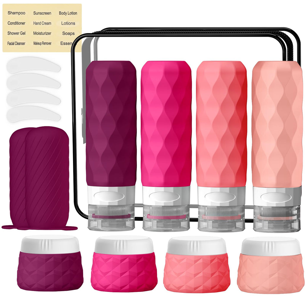Silevoler 16Pack Travel Bottles for Toiletries, Bottles, Jars, and Covers | TSA Approved BPA Free Silicone Travel Size Containers Set, Leak Proof Refillable Liquids and Cream Essentials Kit(Cream)