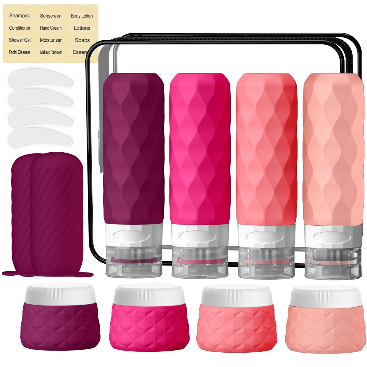 Silevoler 16Pack Travel Bottles for Toiletries, Bottles, Jars, and Covers | TSA Approved BPA Free Silicone Travel Size Containers Set, Leak Proof Refillable Liquids and Cream Essentials Kit(Cream)
