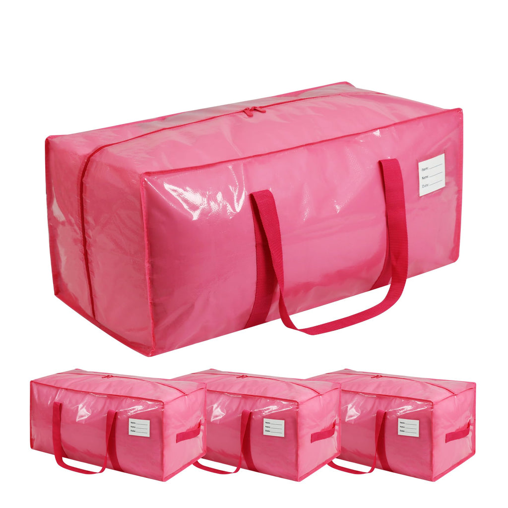 VTSVTS 6 Pack Extra Heavy Duty Large Moving Bags with Comfortable Handle & Strong Zipper,Storage Totes for Space Saving Moving Storage College Supplies Alternative to Moving Box,Pink