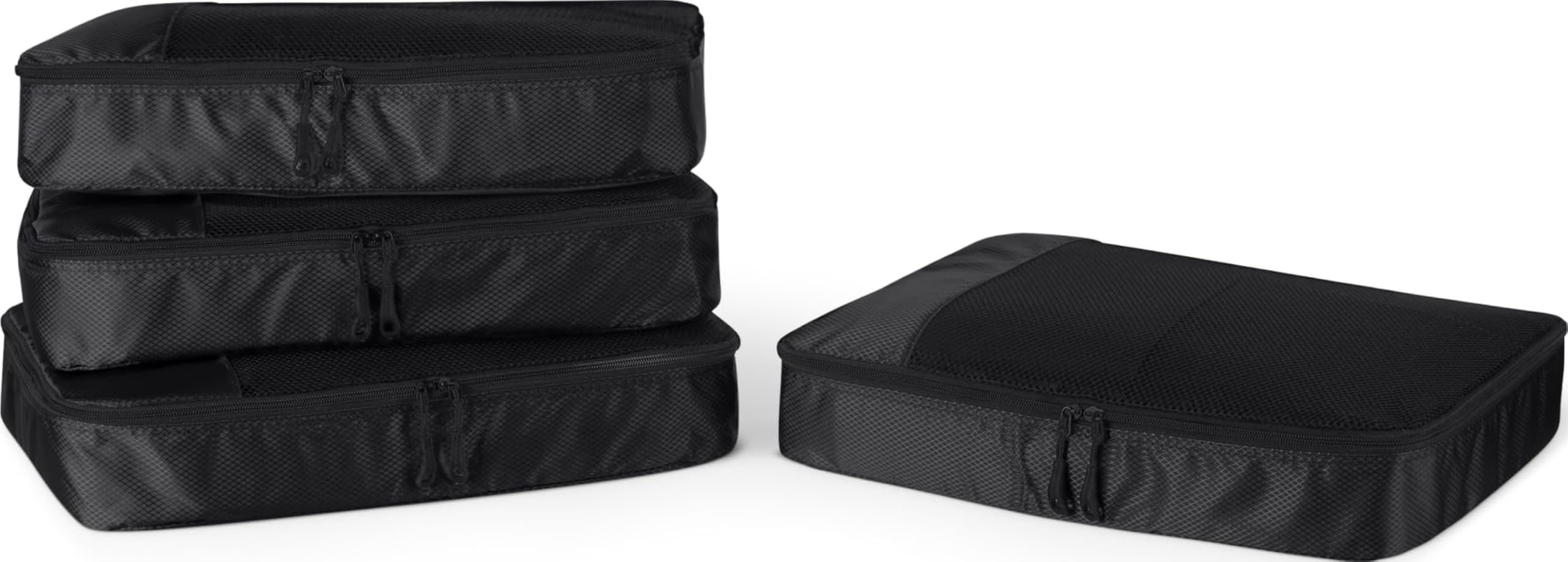 Amazon Essentials 4-Piece Packing Cubes Travel Accessories Set, Luggage Organizer with Double Zipper, Mesh Top, Space-Saving, Medium, Sky Blue (Previously Amazon Basics)