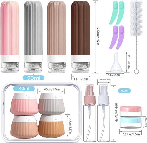 18Pack Travel Bottles for Toiletries TSA Approved Silicone Travel Containers for Toiletries, Leak Proof Refillable Liqus Shampoo And Conditioner travel Essentials toiletry Bottles (BPA Free)