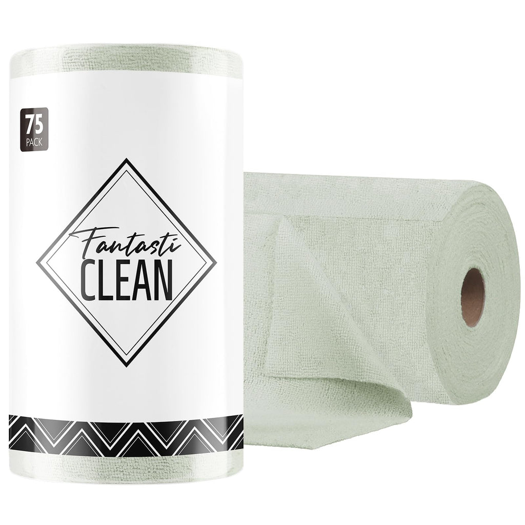 Fantasticlean Microfiber Cleaning Cloth Roll -75 Pack, 12" x 12" (Pink) | Reusable Alternative to Paper Towels, Ultra Absorbent, Lint-free Microfiber Towel Roll, for All-Purpose Cleaning