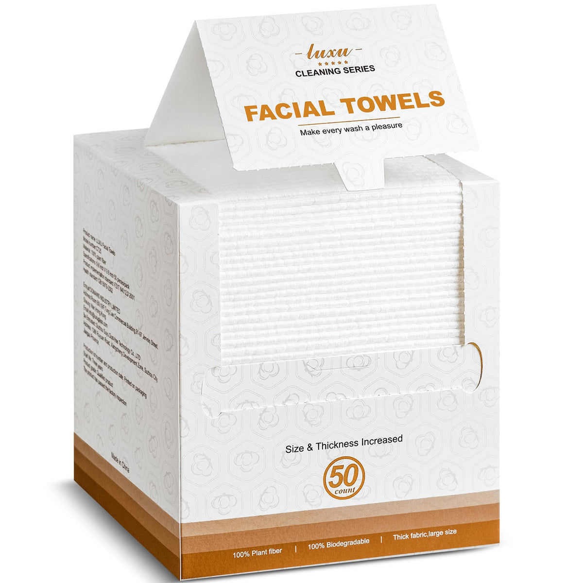 LUXU Face Towels,Ultra‑Soft Facial Towels,Extra Thick Disposable Face Towel | Thick Face Cloths for All Skin Types,Face Towels Disposable,Dry Wipes for Skincare,Makeup Remover and Cleansing-50 Count