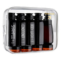 Cosywell Travel Bottles for Toiletries 10PCS 100ml/3.4oz Pre-Printed Shampoo, Conditioner & Body Wash TSA Approved 2oz Spray Bottle Leakproof 0.35oz Plastic Cream Jars Refillable Cream Lotion(Black)