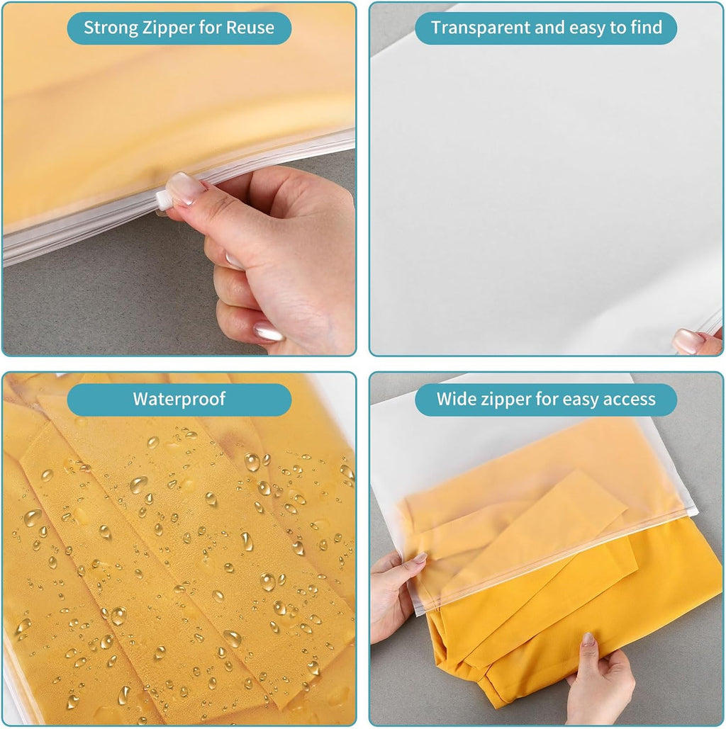 25Pcs 13x10 Inch Clothes Packing Bags Bathing Suit Bags No Vent Holes | Frosted Resealable Clothing Bags Plastic Packaging Stroage for Travel Small Business Organizer for Shirts Delicate Garments