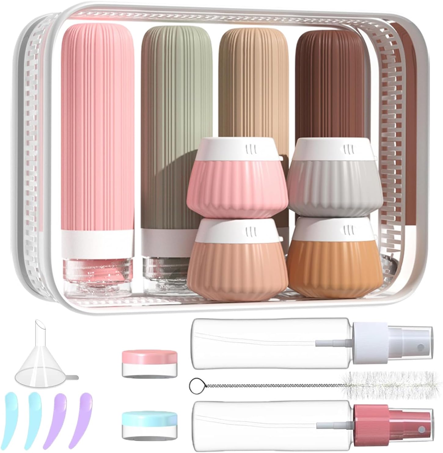 18Pack Travel Bottles for Toiletries TSA Approved Silicone Travel Containers for Toiletries, Leak Proof Refillable Liqus Shampoo And Conditioner travel Essentials toiletry Bottles (BPA Free)
