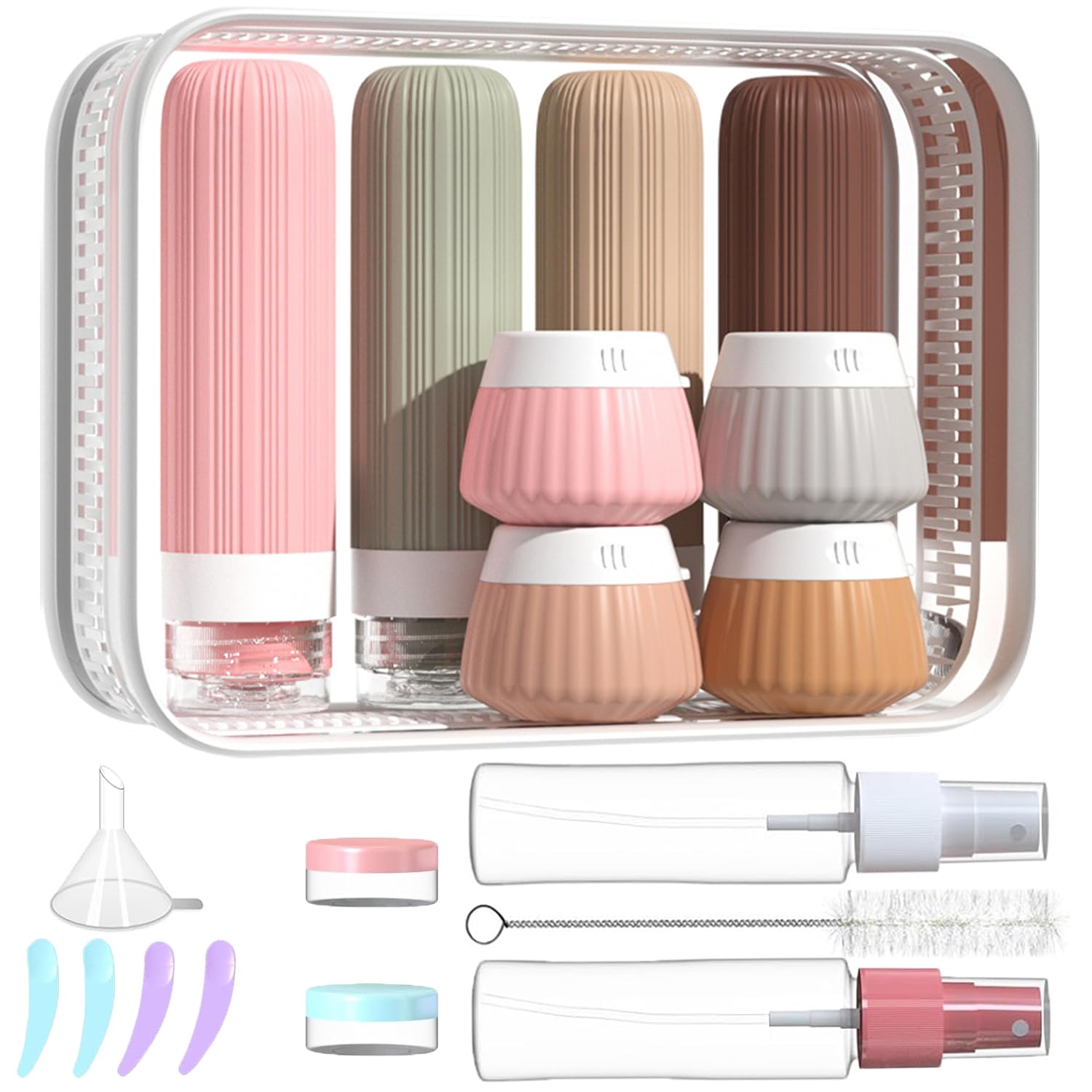 18Pack Travel Bottles for Toiletries TSA Approved Silicone Travel Containers for Toiletries, Leak Proof Refillable Liqus Shampoo And Conditioner travel Essentials toiletry Bottles (BPA Free)