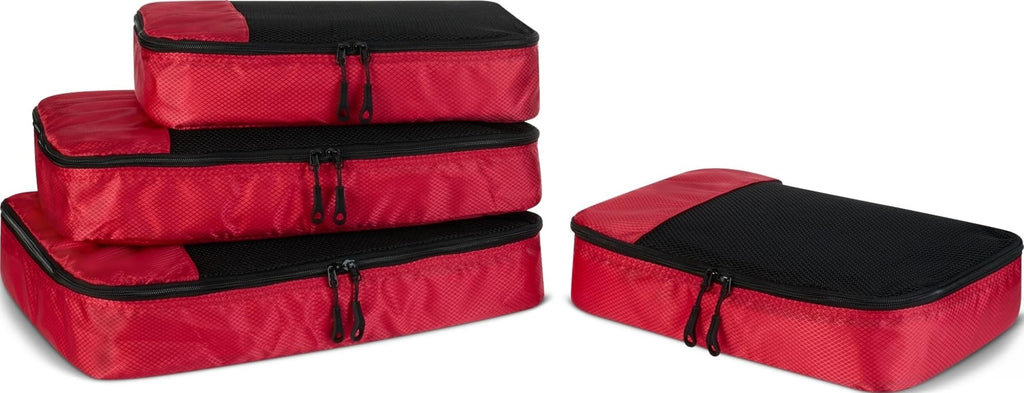 Amazon Essentials 4-Piece Packing Cubes Travel Accessories Set, Space-Saving Luggage Organizer with Double Zipper, Mesh Top Panel, Medium, Gray (Previously Amazon Basics)