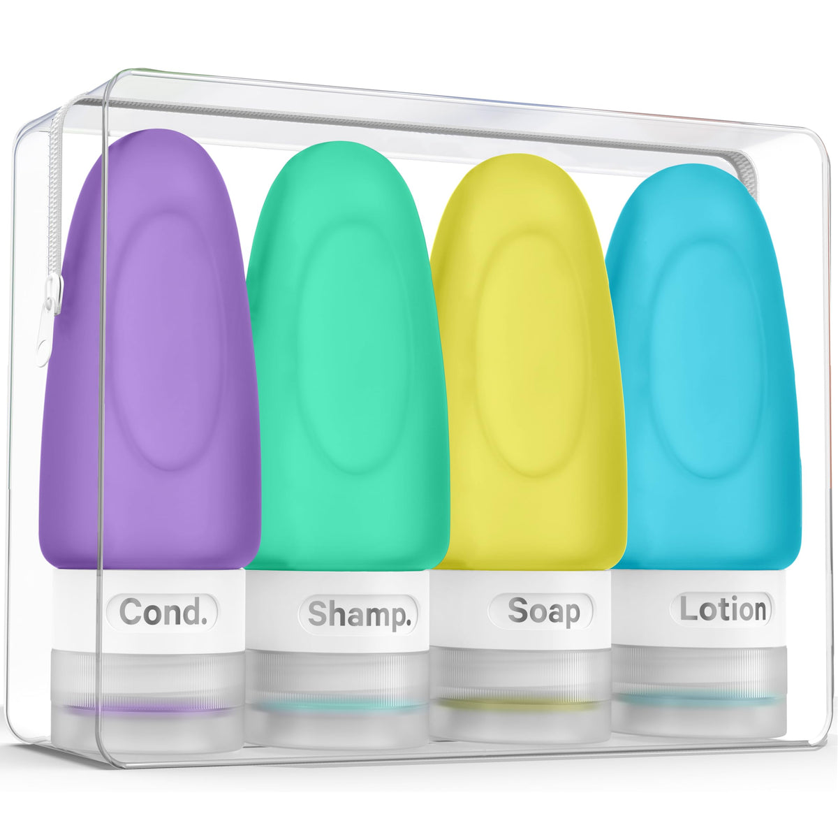 Dot&Dot Leak Proof Travel Bottles - Tubes for Liquid TSA Approved 3oz Silicone Toiletries Travel Shampoo & Conditioner Containers with Labels