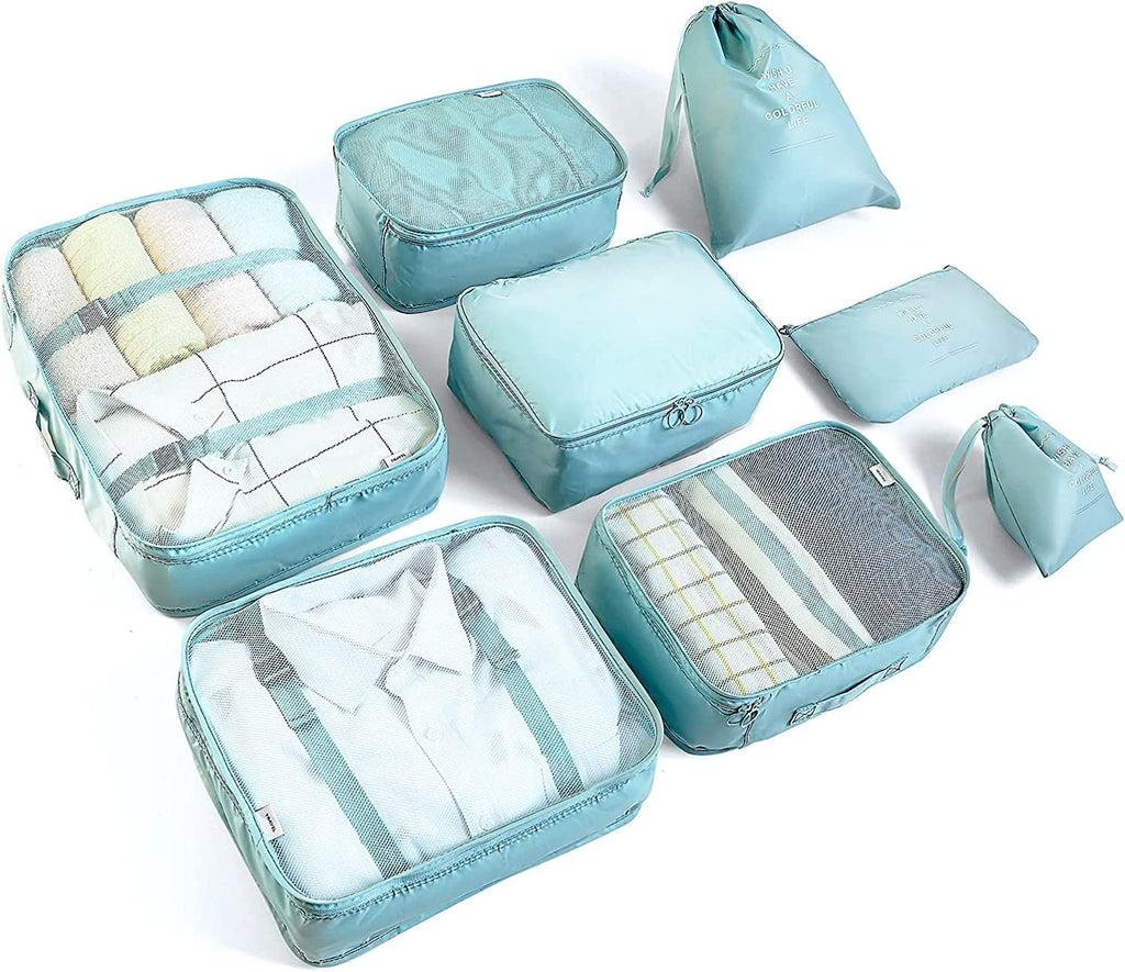 LANSKLBD 6/8 Set Packing Cubes for Suitcases Travel Luggage Packing Organizers,Travel Accessories Essentials Luggage Organizer with Shoe/Tioletry/Laundry Bag (Beige, 6 set)