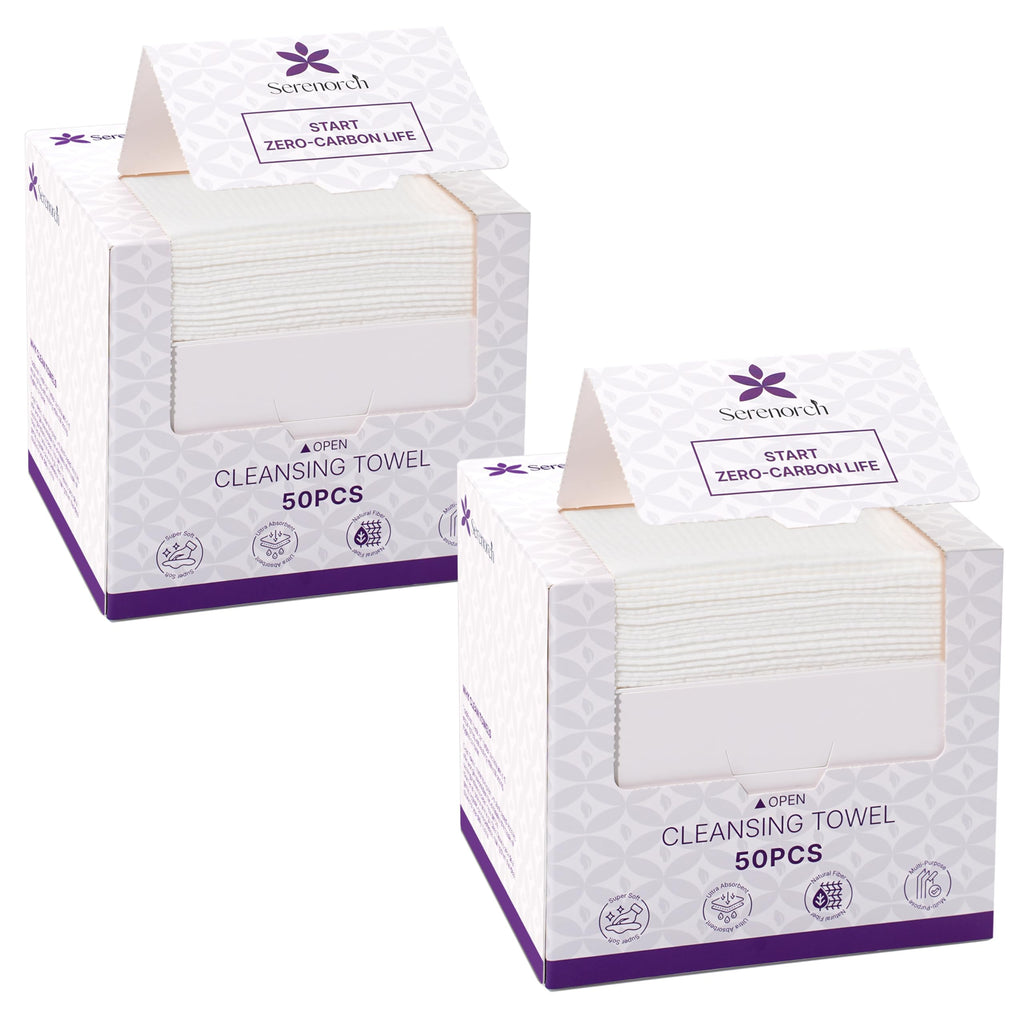 Disposable Face Towels XL, 50 Count | 10" x 12" Ultra Thick Facial Cleansing Cloths, Soft Dry Wipes for Sensitive Skin, Lint-Free Makeup Remover Towelettes